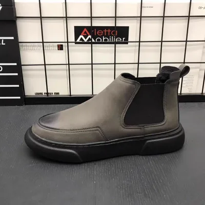 مدل نیم بوت طوسی چرم مردانه مد سال