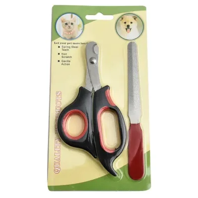 خرید ناخن گیر سگ و گربه + سوهان رنگ قرمز و مشکی (بسته بندی مقوایی)