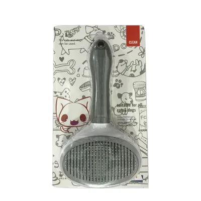 خرید برس سگ و گربه با دکمه تخلیه رنگ طوسی (بسته بندی تلقی)