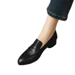 قیمت کفش رسمی چرم مشکی زنانه پاشنه کوتاه وارداتی